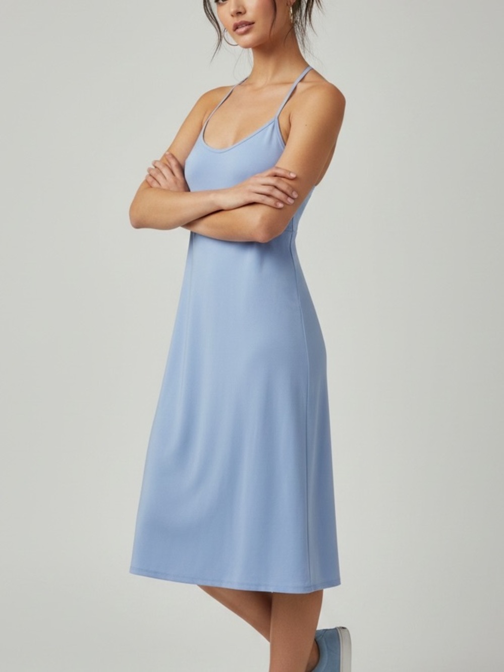 Athleta Baby Blue Midi Length Spaghetti Strap Tennis Athletic Dress Large